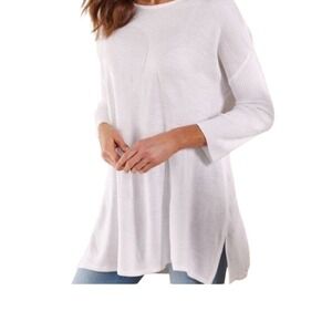 Soft Surroundings White Circle Print Detail Knit‎ Lightweight Sweater Coastal